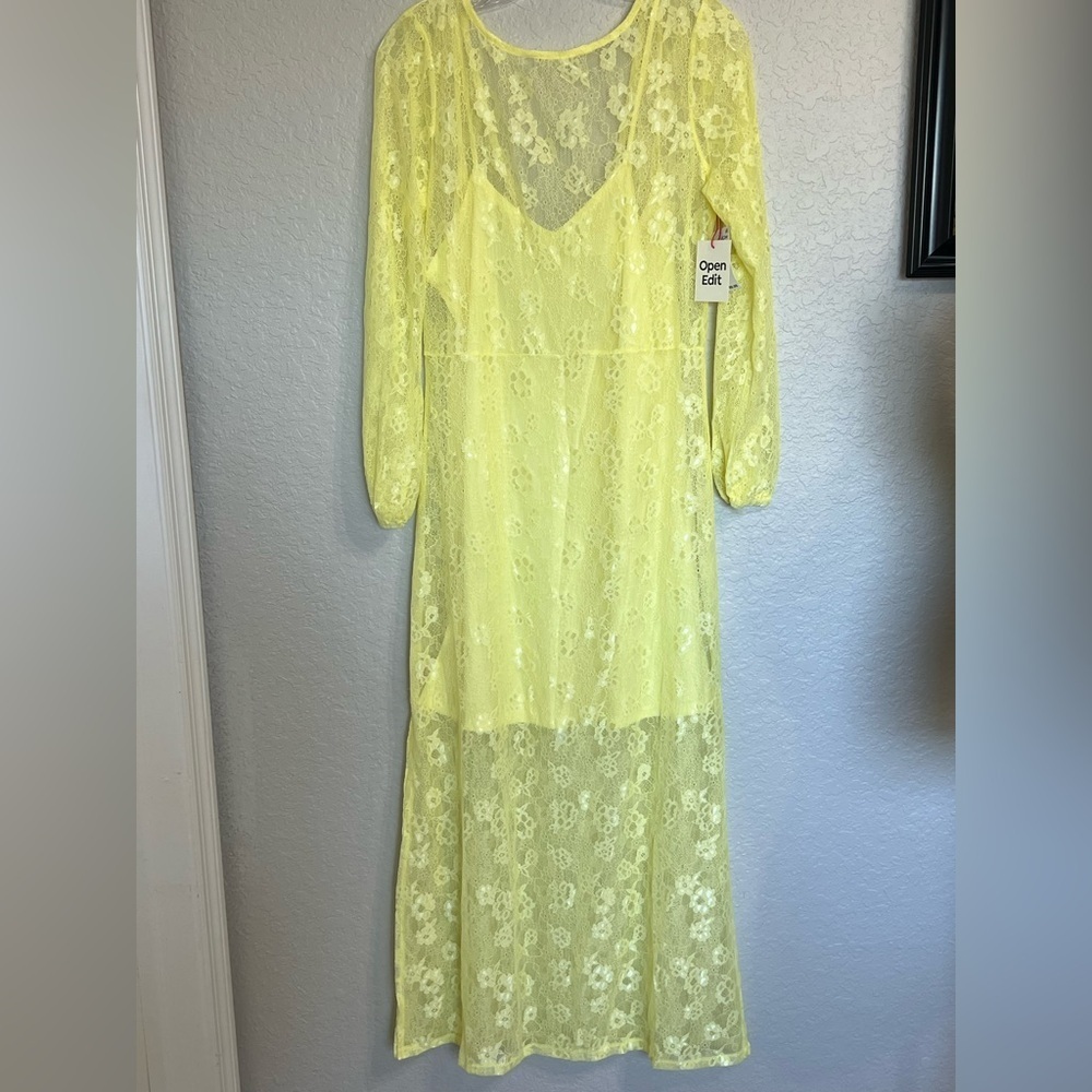 NORDSTROM Elegant Yellow Lace Maxi Dress - Picture 3 of 5